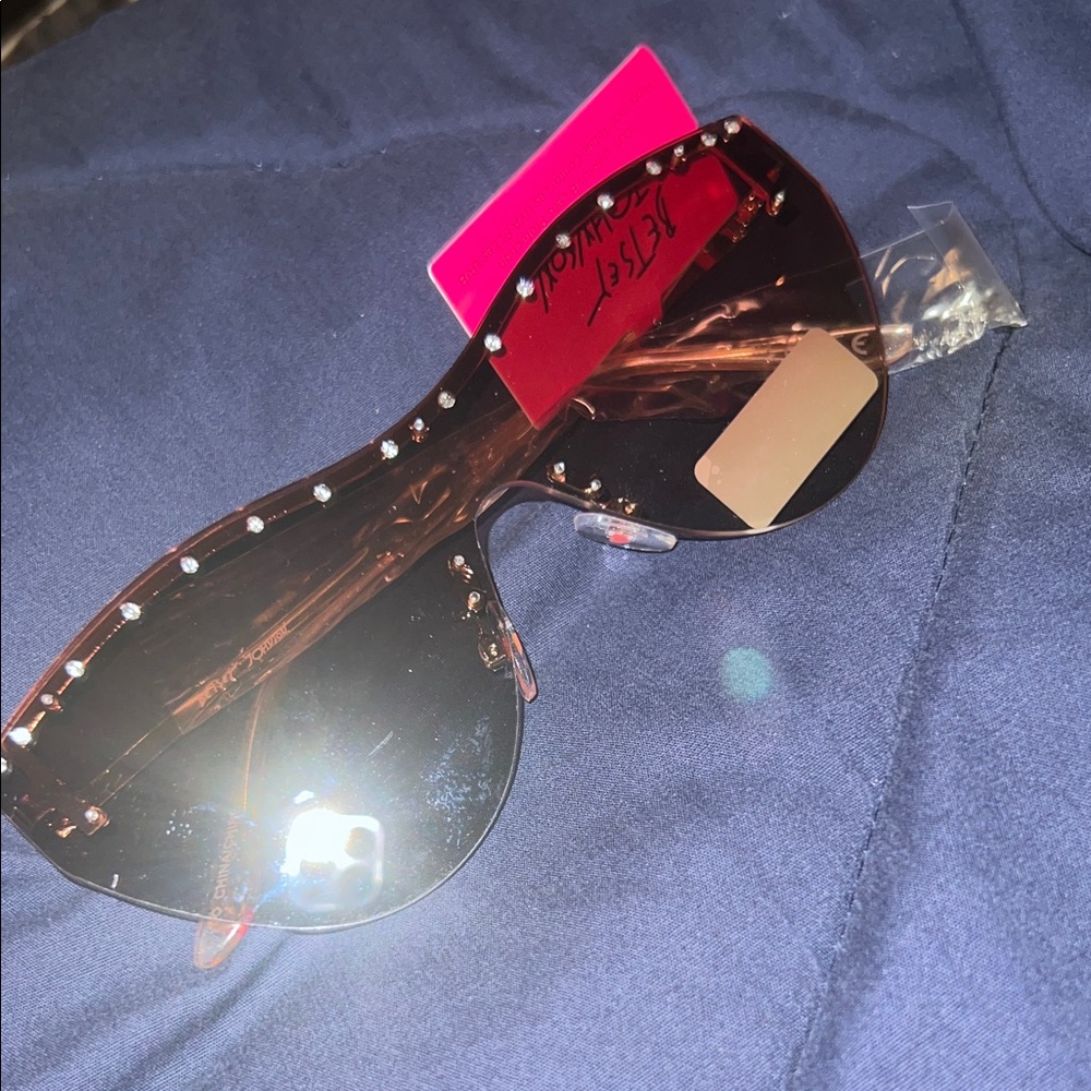 Betsey Johnson Studded Oversized Sunglasses - Pink
